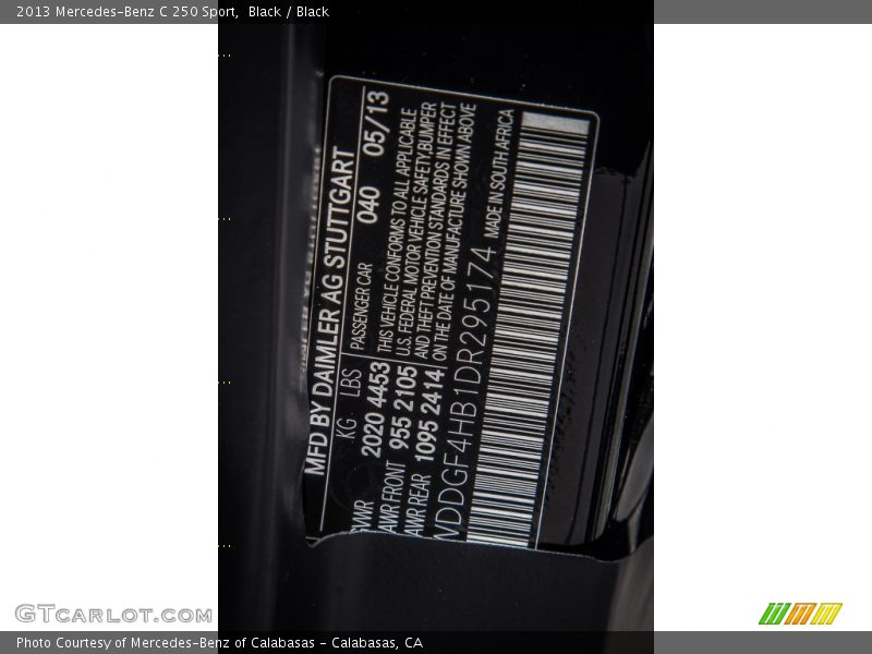 Black / Black 2013 Mercedes-Benz C 250 Sport