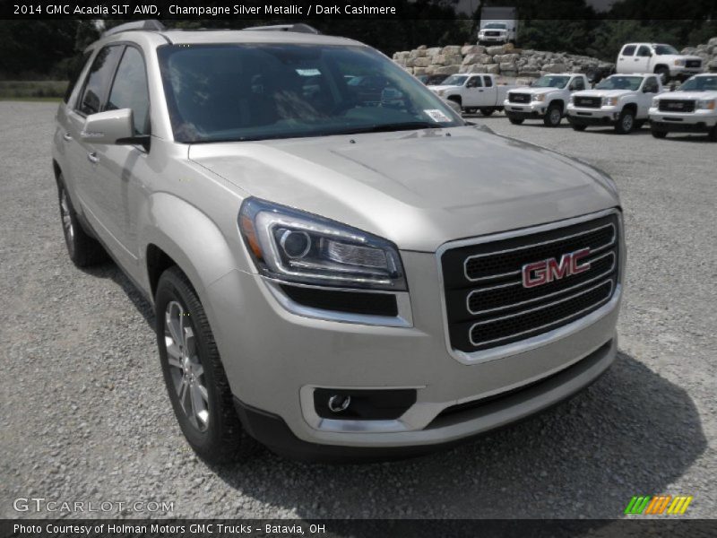 Champagne Silver Metallic / Dark Cashmere 2014 GMC Acadia SLT AWD