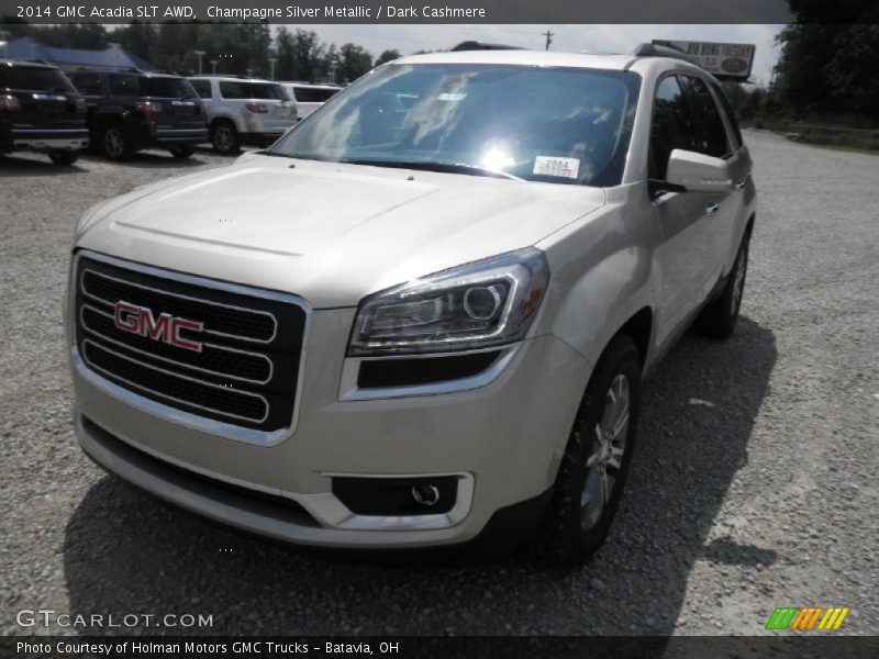 Champagne Silver Metallic / Dark Cashmere 2014 GMC Acadia SLT AWD