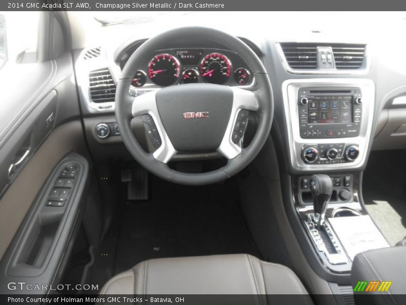 Champagne Silver Metallic / Dark Cashmere 2014 GMC Acadia SLT AWD