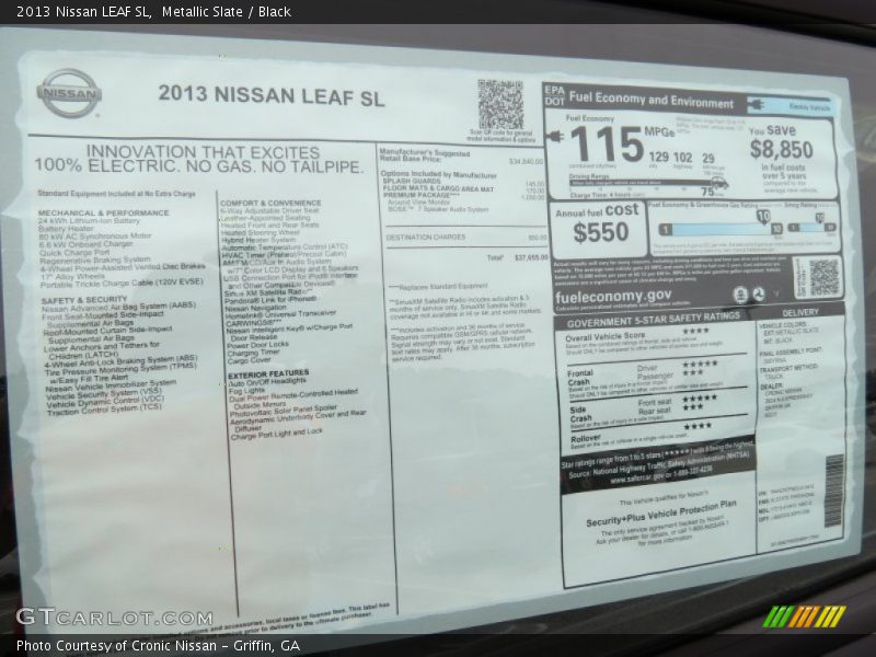  2013 LEAF SL Window Sticker