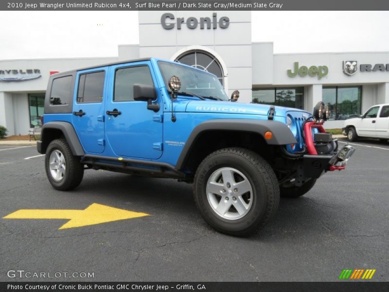 Surf Blue Pearl / Dark Slate Gray/Medium Slate Gray 2010 Jeep Wrangler Unlimited Rubicon 4x4