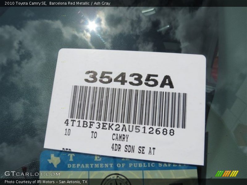 Barcelona Red Metallic / Ash Gray 2010 Toyota Camry SE