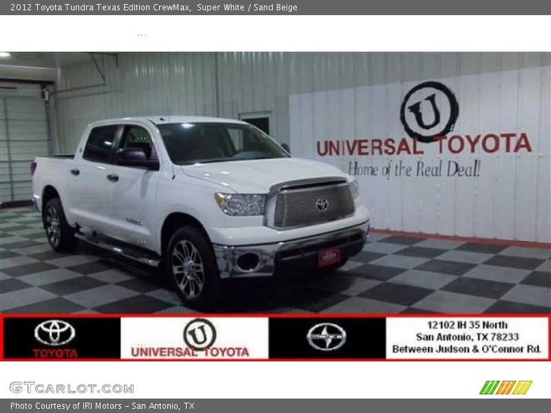 Super White / Sand Beige 2012 Toyota Tundra Texas Edition CrewMax