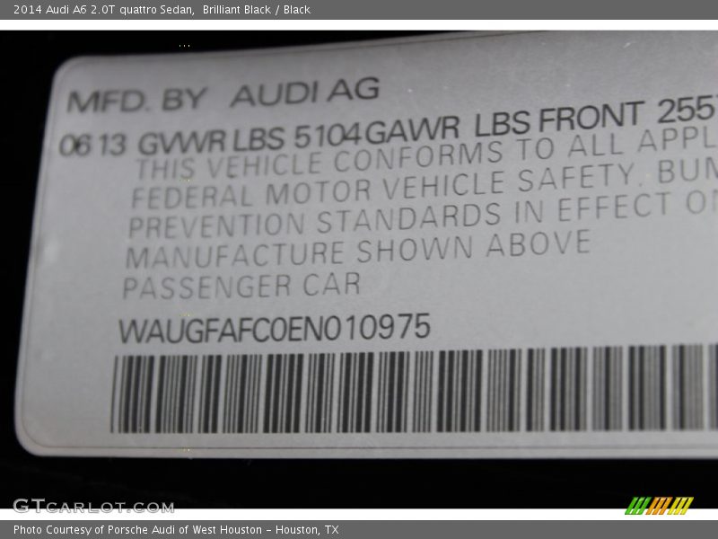 Brilliant Black / Black 2014 Audi A6 2.0T quattro Sedan