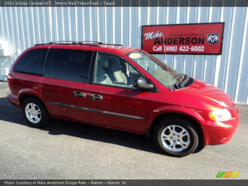 Inferno Red Tinted Pearl / Taupe 2003 Dodge Caravan SXT
