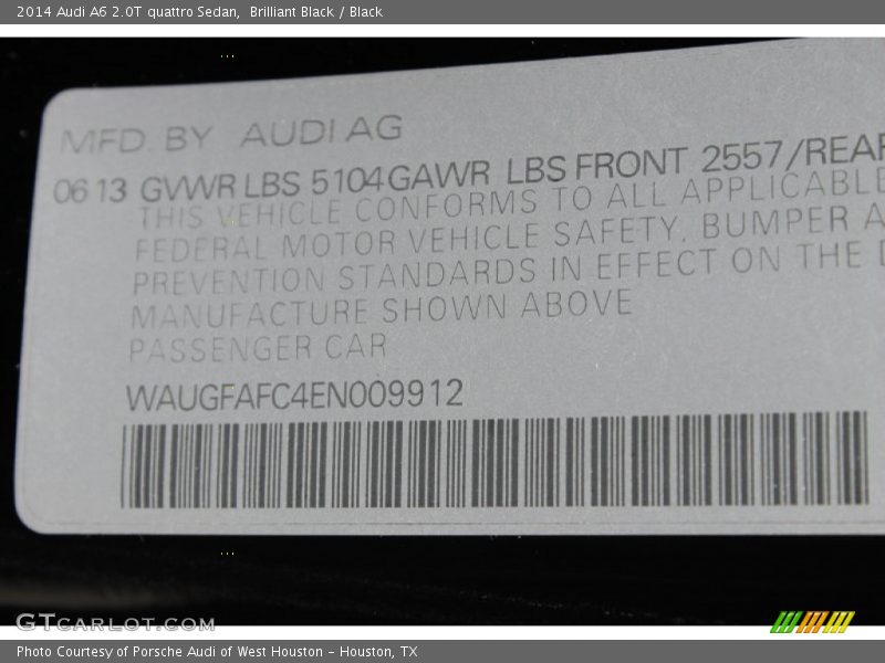Brilliant Black / Black 2014 Audi A6 2.0T quattro Sedan