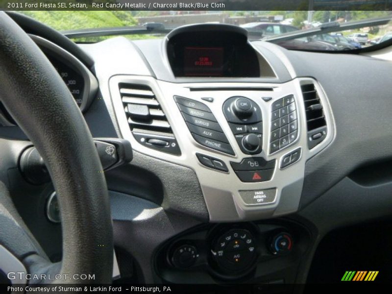 Red Candy Metallic / Charcoal Black/Blue Cloth 2011 Ford Fiesta SEL Sedan