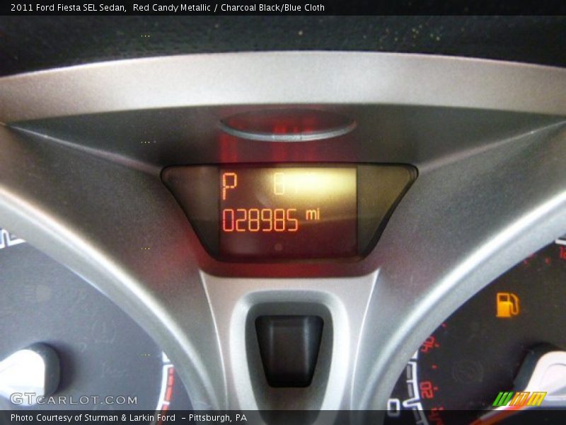 Red Candy Metallic / Charcoal Black/Blue Cloth 2011 Ford Fiesta SEL Sedan
