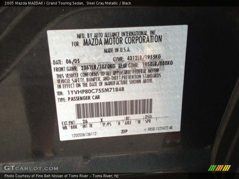 Steel Gray Metallic / Black 2005 Mazda MAZDA6 i Grand Touring Sedan
