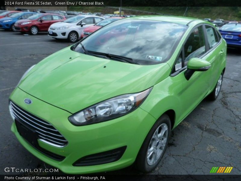 Green Envy / Charcoal Black 2014 Ford Fiesta SE Sedan