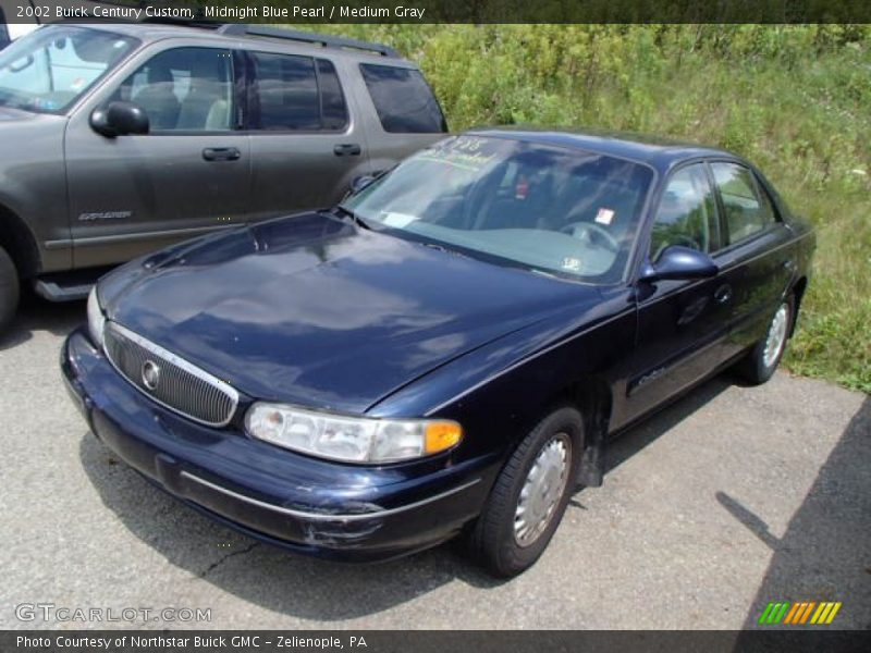 Midnight Blue Pearl / Medium Gray 2002 Buick Century Custom