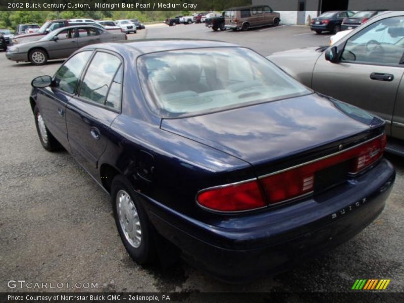 Midnight Blue Pearl / Medium Gray 2002 Buick Century Custom