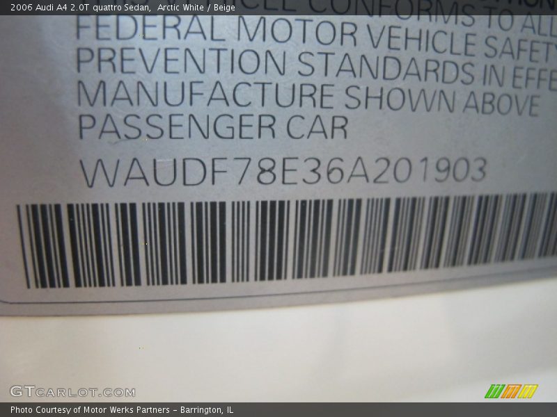 Arctic White / Beige 2006 Audi A4 2.0T quattro Sedan