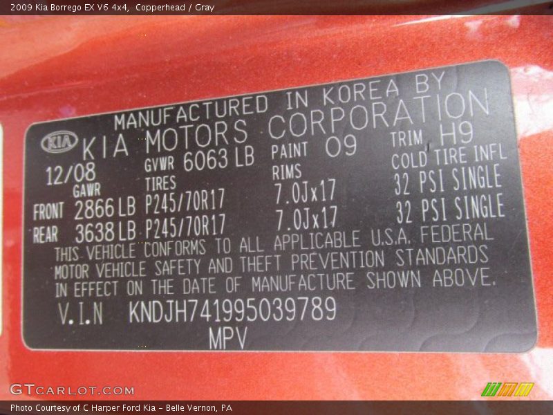 Copperhead / Gray 2009 Kia Borrego EX V6 4x4