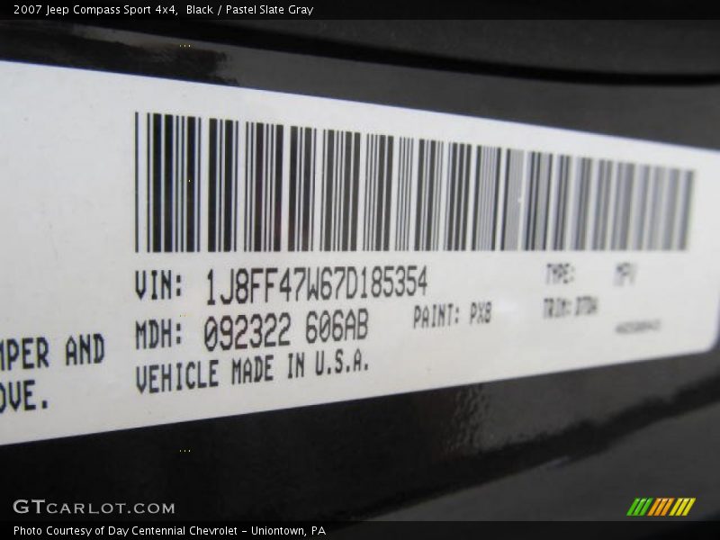 Black / Pastel Slate Gray 2007 Jeep Compass Sport 4x4