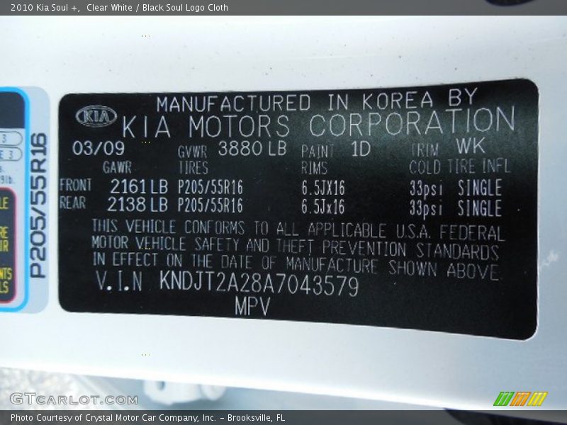 Clear White / Black Soul Logo Cloth 2010 Kia Soul +