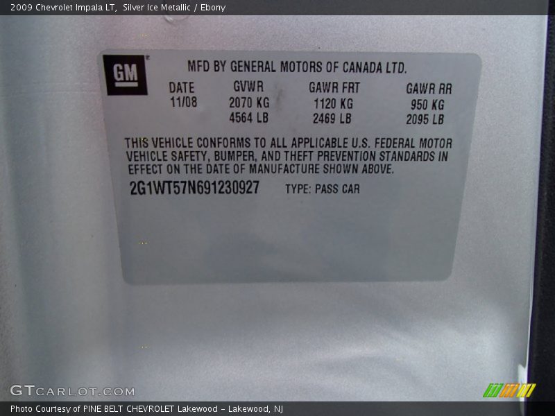 Silver Ice Metallic / Ebony 2009 Chevrolet Impala LT