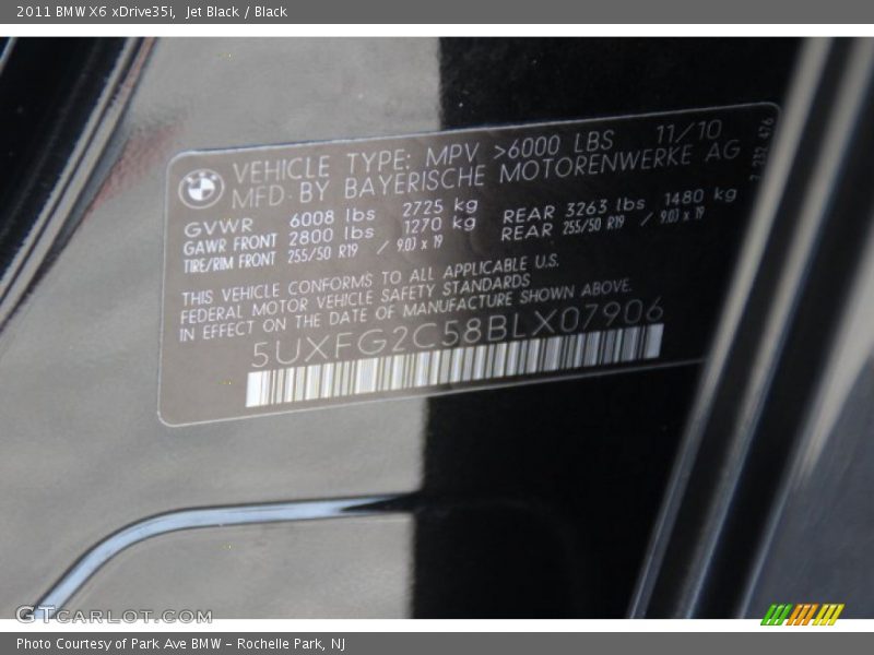 Jet Black / Black 2011 BMW X6 xDrive35i
