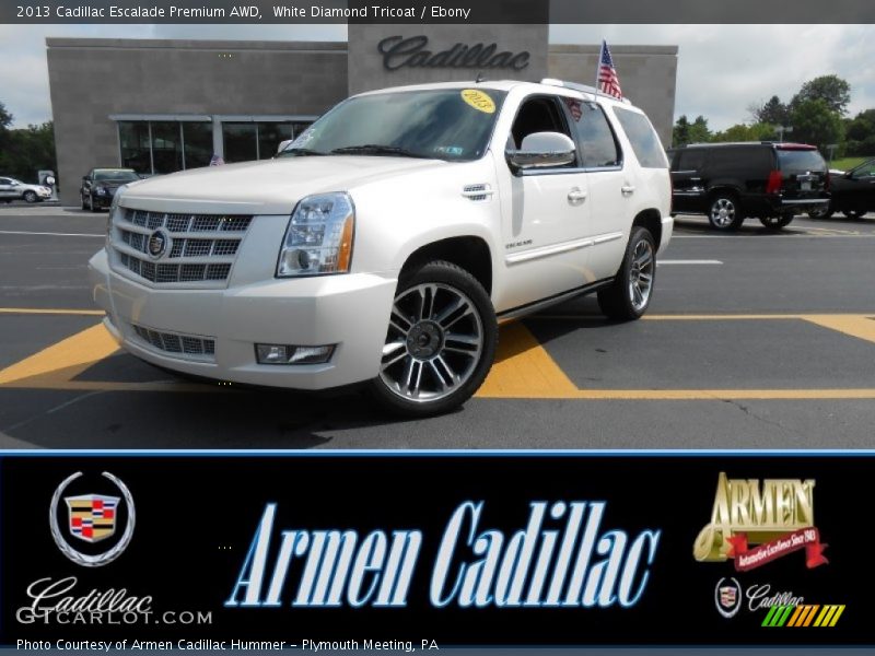White Diamond Tricoat / Ebony 2013 Cadillac Escalade Premium AWD
