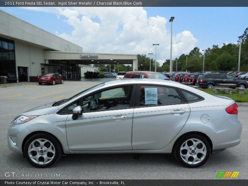 Ingot Silver Metallic / Charcoal Black/Blue Cloth 2011 Ford Fiesta SEL Sedan