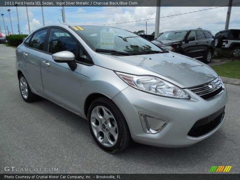 Ingot Silver Metallic / Charcoal Black/Blue Cloth 2011 Ford Fiesta SEL Sedan