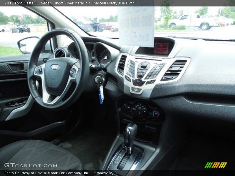 Ingot Silver Metallic / Charcoal Black/Blue Cloth 2011 Ford Fiesta SEL Sedan