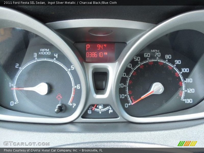 Ingot Silver Metallic / Charcoal Black/Blue Cloth 2011 Ford Fiesta SEL Sedan