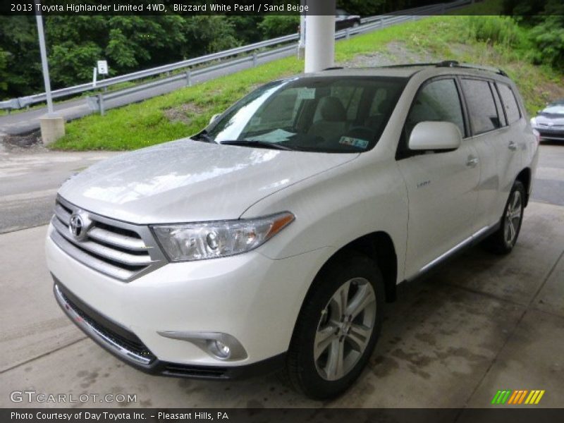 Blizzard White Pearl / Sand Beige 2013 Toyota Highlander Limited 4WD