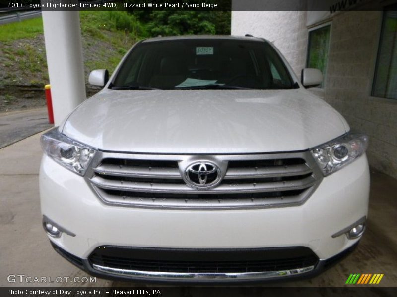 Blizzard White Pearl / Sand Beige 2013 Toyota Highlander Limited 4WD