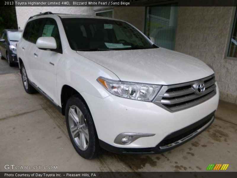 Blizzard White Pearl / Sand Beige 2013 Toyota Highlander Limited 4WD