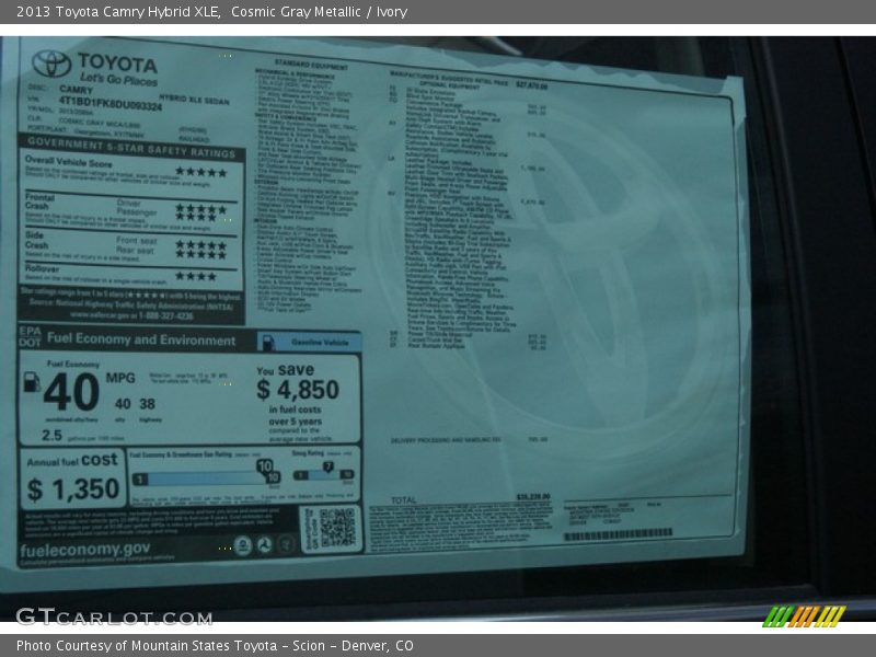 Cosmic Gray Metallic / Ivory 2013 Toyota Camry Hybrid XLE