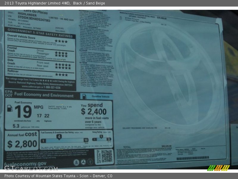 Black / Sand Beige 2013 Toyota Highlander Limited 4WD