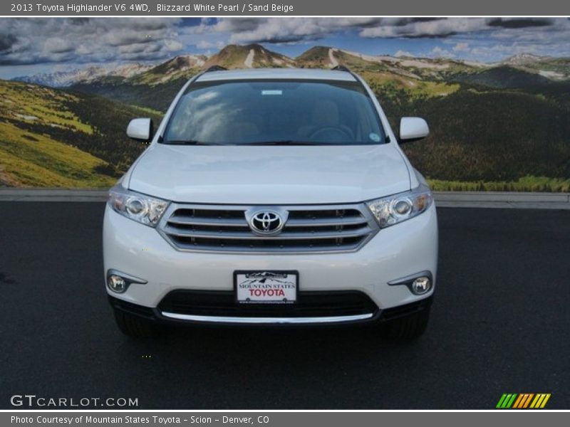 Blizzard White Pearl / Sand Beige 2013 Toyota Highlander V6 4WD