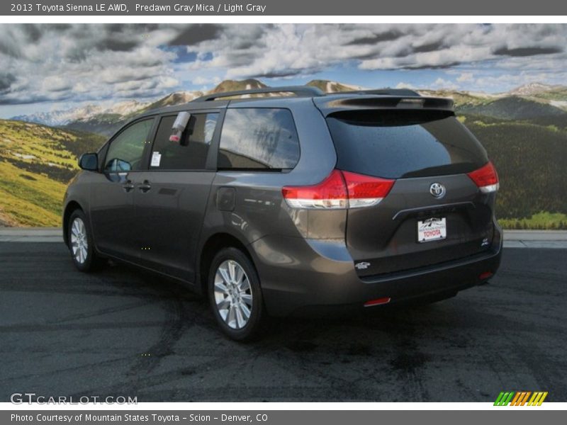 Predawn Gray Mica / Light Gray 2013 Toyota Sienna LE AWD