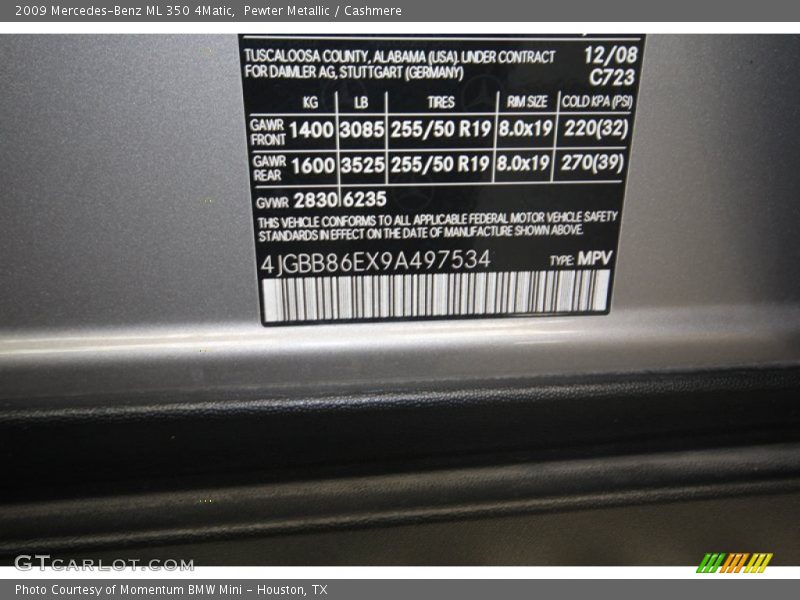 Pewter Metallic / Cashmere 2009 Mercedes-Benz ML 350 4Matic