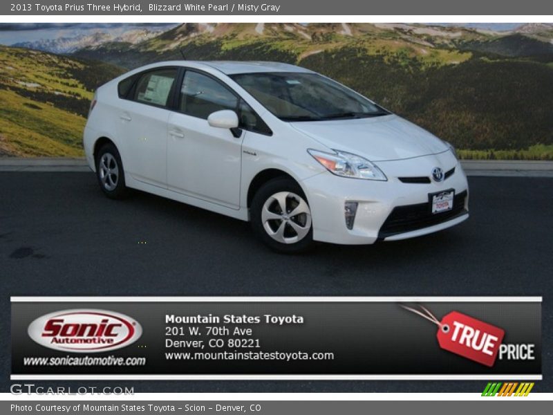 Blizzard White Pearl / Misty Gray 2013 Toyota Prius Three Hybrid