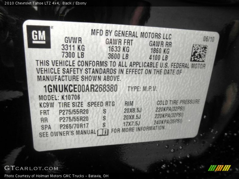 Black / Ebony 2010 Chevrolet Tahoe LTZ 4x4