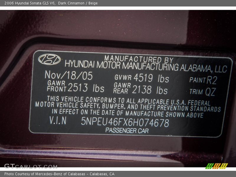 Dark Cinnamon / Beige 2006 Hyundai Sonata GLS V6