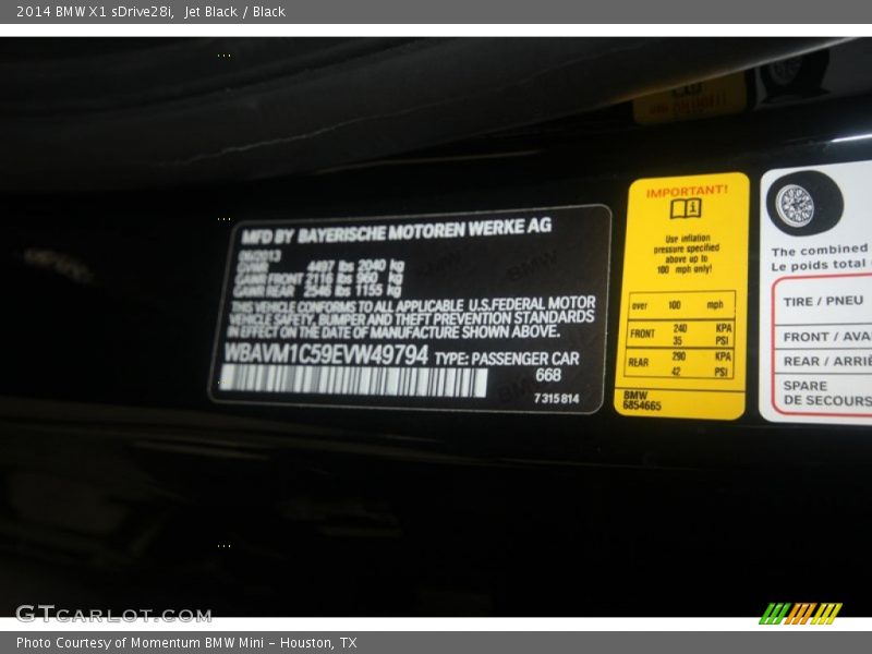 Jet Black / Black 2014 BMW X1 sDrive28i