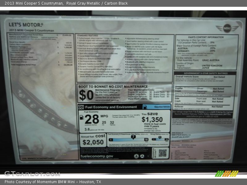 Royal Gray Metallic / Carbon Black 2013 Mini Cooper S Countryman