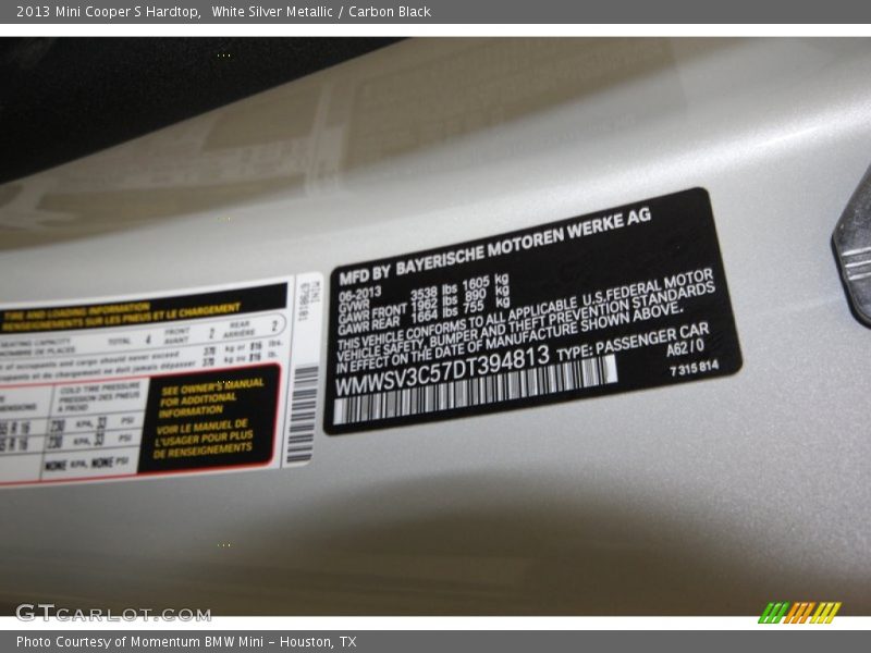 White Silver Metallic / Carbon Black 2013 Mini Cooper S Hardtop