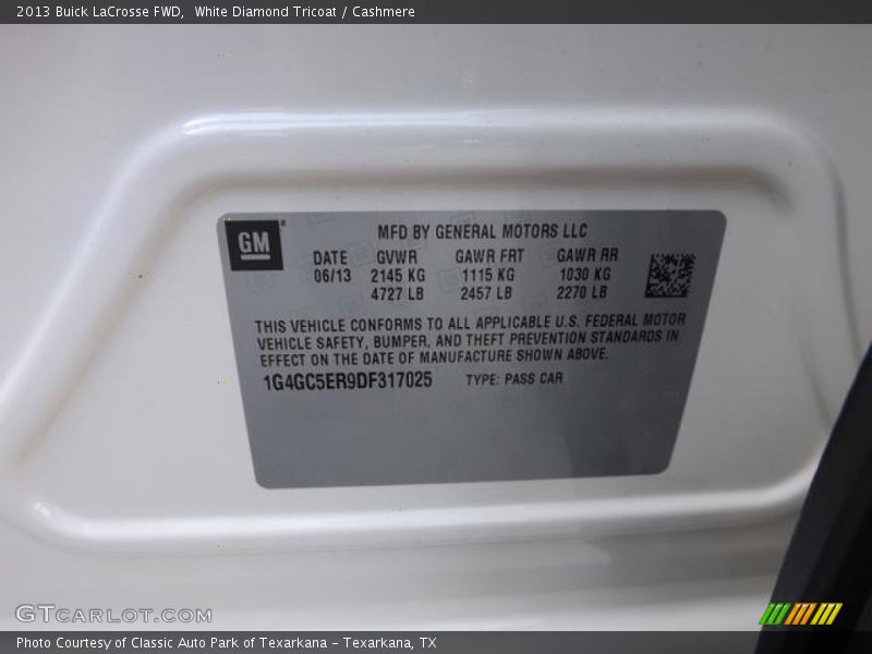 White Diamond Tricoat / Cashmere 2013 Buick LaCrosse FWD