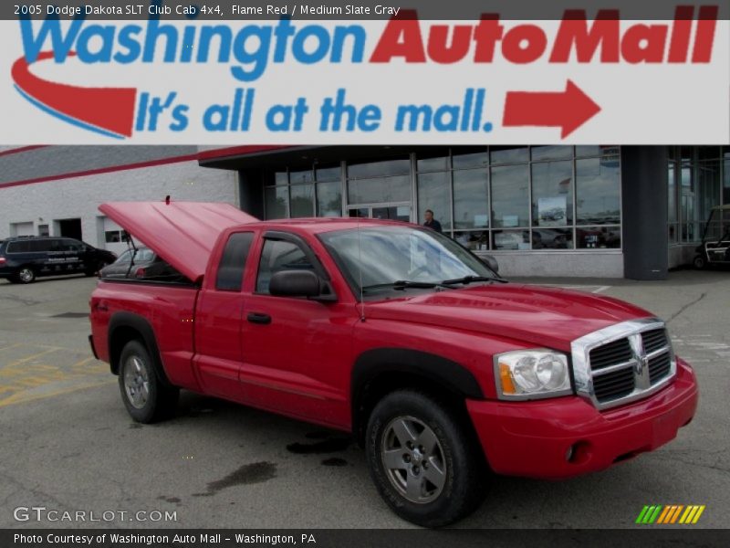 Flame Red / Medium Slate Gray 2005 Dodge Dakota SLT Club Cab 4x4