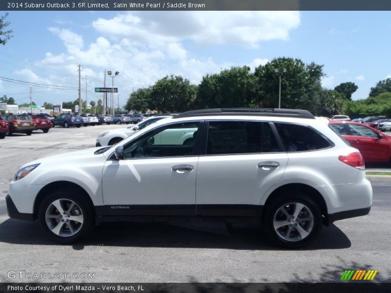 Satin White Pearl / Saddle Brown 2014 Subaru Outback 3.6R Limited