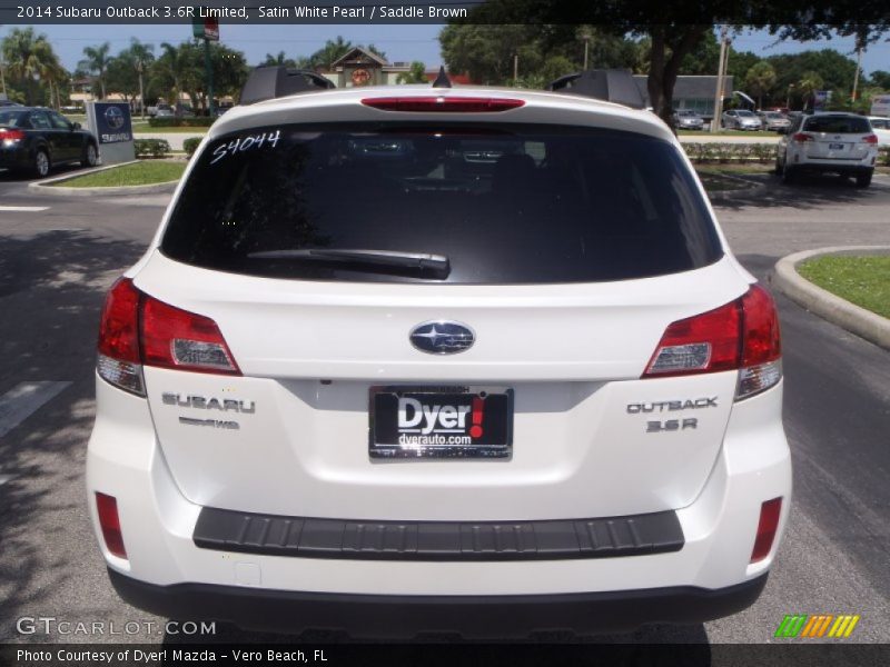 Satin White Pearl / Saddle Brown 2014 Subaru Outback 3.6R Limited