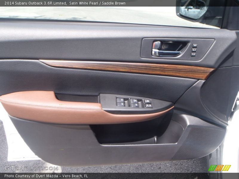 Satin White Pearl / Saddle Brown 2014 Subaru Outback 3.6R Limited