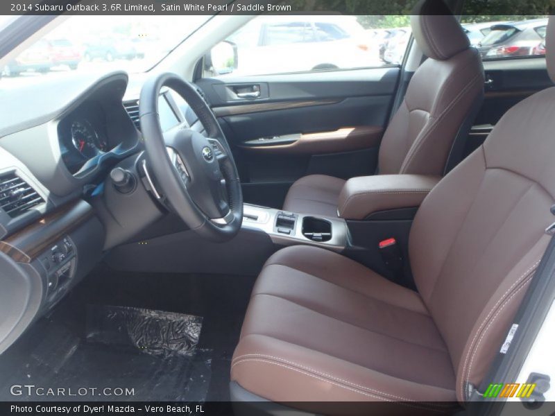 Satin White Pearl / Saddle Brown 2014 Subaru Outback 3.6R Limited