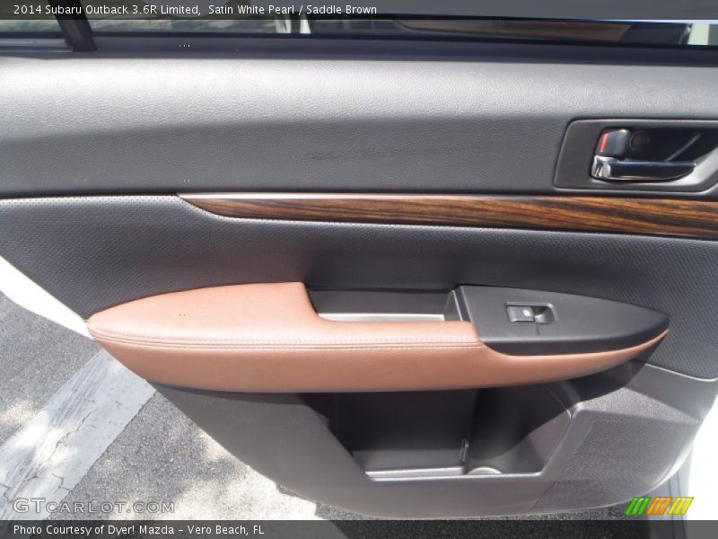Satin White Pearl / Saddle Brown 2014 Subaru Outback 3.6R Limited