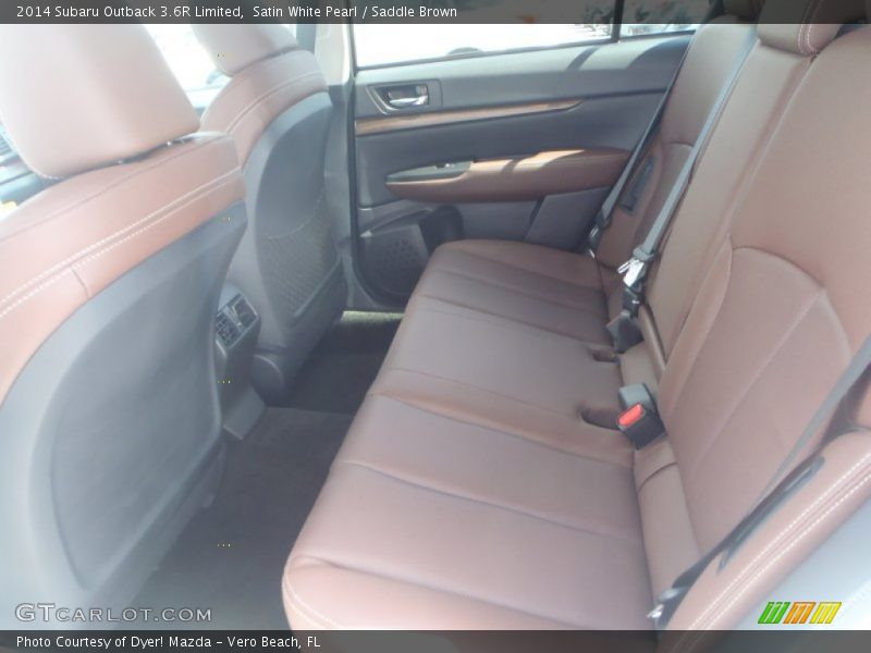 Satin White Pearl / Saddle Brown 2014 Subaru Outback 3.6R Limited
